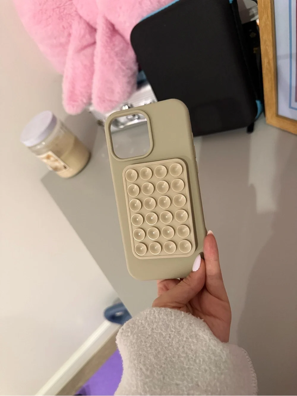 Magnetic Phone Wallet and Beige Phone Case